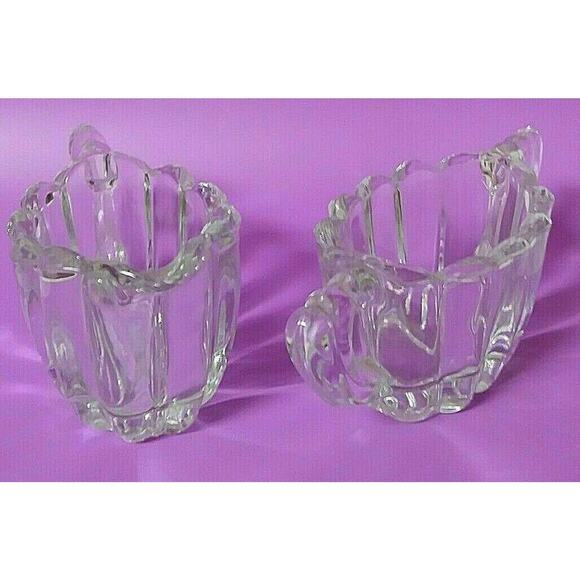 Heisey Crystolite Creamer & Sugar Bowl Set Vintage Clear Glass Ribbed Pattern - Picture 6 of 10